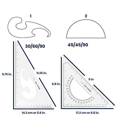 Pacific Arc - Triangle Set 10 Inch 30/60 & 45/90 - Student, Professional or DIY use. - 2 Pack - size: 10 Inches, style: 2 Pack