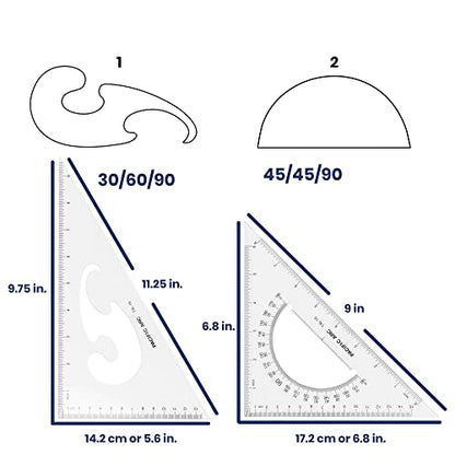 Pacific Arc - Triangle Set 10 Inch 30/60 & 45/90 - Student, Professional or DIY use. - 2 Pack - size: 10 Inches, style: 2 Pack