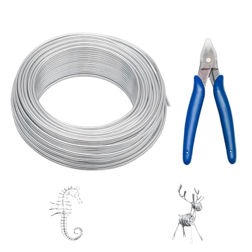 12 Gauge (2mm) Silver Craft Wire for Sculpting，100ft（30m） Aluminum Wire for Sculpting Armature Wire Silver DIY Bendable Craft Wire with 1 Electronic Plier to Cut - size: 12 Gauge