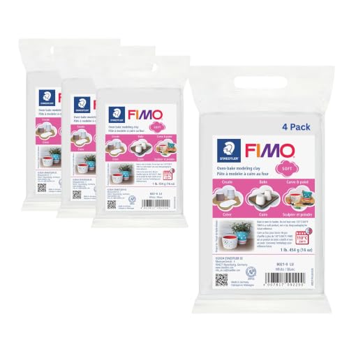 FIMO Soft Oven Bake White Clay, 1lb (4 Pack) - size: 4 lb block