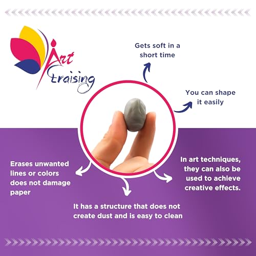 Kneaded Erasers for Artists for Drawing Art, Large Size Grey Kneadable Eraser for Drawing Artists, Art Supplies, Art Gum Erasers for Charcoal Pencils, Sketching Supplie