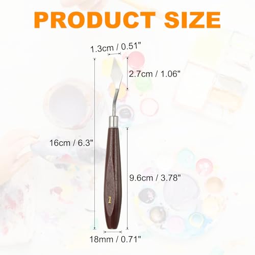 HARFINGTON Palette Knife Painting Tool 1.06" x 0.51" Stainless Steel Art Spatula Pallet Knives Scrapers Tools with Beech Wood Handle for Acrylic Oil Canvas Mixing Spreading, Red/Silver - size: 1.06" x 0.51"