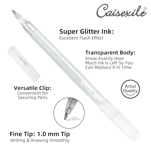 8 Neutral Palette Glitter Gel Pens Set, 1.0 mm Fine Point for Black Paper & White Paper, Large Capacity Pens for Journaling, Adult Coloring Books, Drawing, Note Taking, Highlighting - color: neutral palette