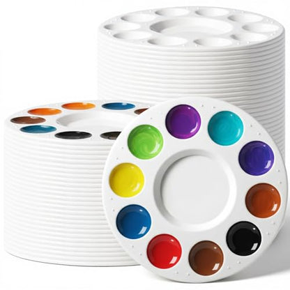 100 Pcs Plastic Round Paint Tray Palettes