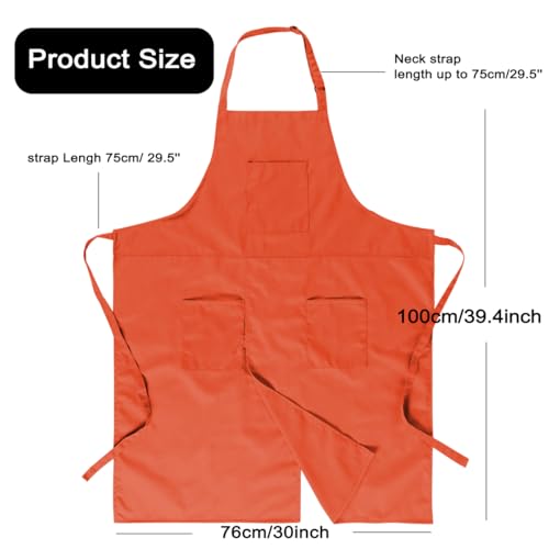 Pottery Split-Leg Make Ceramic Apron, Long Split-Leg Artist Painting Apron with 3 Pockets for Men and Women - color: Orange