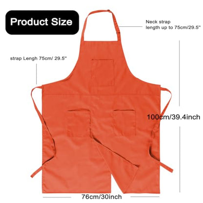 Pottery Split-Leg Make Ceramic Apron, Long Split-Leg Artist Painting Apron with 3 Pockets for Men and Women - color: Orange