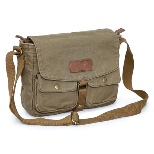 GOOTIUM Canvas Messenger Bag - Vintage Crossbody Shoulder Bag Military Satchel - color: Field Tan
