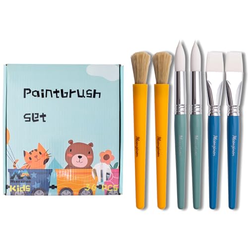 Kids Paint Brushes Set, 36 Pack Brushes for Children and School | Washable Round & Flat Art Brushes Perfect for School Painting & Home Crafts - size: 36PCS