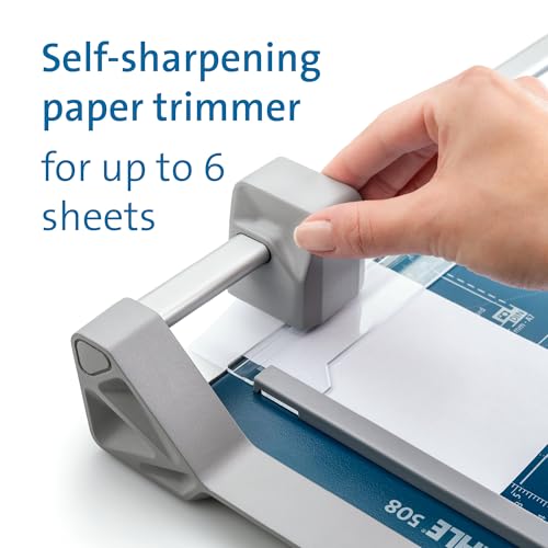 Dahle 508 Personal Rotary Trimmer, 18" Cut Length, 5 Sheet Capacity, Self-Sharpening, Automatic Clamp, German Engineered Paper Cutter - size: 18" Cut Length