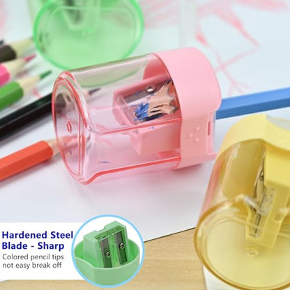 Colored Pencil Sharpener Bulk for Kids Manual Handheld Crayon Sharpeners - style: 24Pcs Sharpeners - A