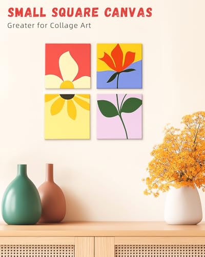 12 Pack 8x8 Inch Painting Canvas Panels Square Boards for Painting | 8oz Gesso Primed Acid-Free 100% Cotton for Acrylics Paints - size: 8"x8"