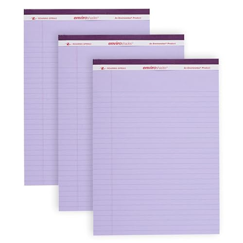 ROARING SPRING Enviroshades Orchid Legal Pads, 3 Pack, Legal Ruled Recycled Colored Writing Note Pads, 8.5" x 11", 50 Sheets, Perforated Paper, Made in USA, Memo Pad For School & Office - color: Orchid, style: 3 Pack