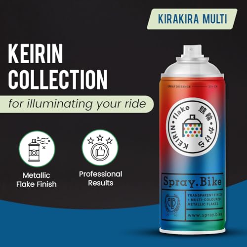 Spray.Bike Keirin Flake Finishing Coat - Kirakira Multi, 400ml | Metal Flake Spray Paint Coating | Glitter Spray Paint Topcoat for Steel, Aluminum - color: Flake Multi