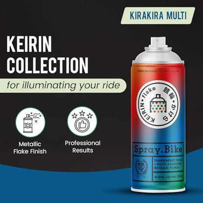 Spray.Bike Keirin Flake Finishing Coat - Kirakira Multi, 400ml | Metal Flake Spray Paint Coating | Glitter Spray Paint Topcoat for Steel, Aluminum - color: Flake Multi