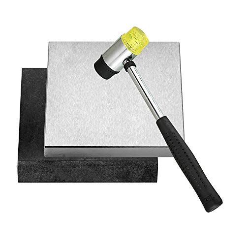 Steel and Rubber Block 2 Pcs Work Bench Blocks 4" x 4"(10cmx10cm) | Stamping Block for Hammering, Shaping, Chasing, Flattening Metals - color: Steel and Rubber Block, size: 4" x 4"
