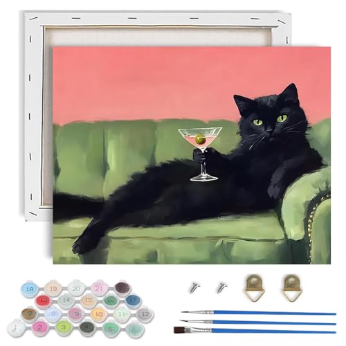 Cat Paint by Numbers Kit for Adults,Retro Paint by Number With Frame - color: paint by number-1009-2