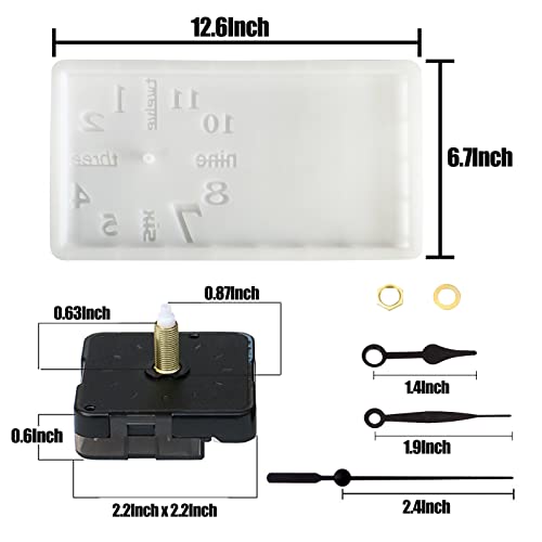DIY Clock Molds Large Clock Resin Molds,3D Arabic and English Numers Personalization Clock Silicone Casting Epoxy Resin Photo Display Stand for Home Decor,1 Black Movement + 1 Silicone Molds Include