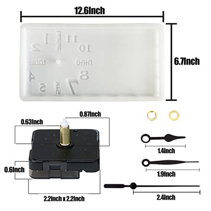 DIY Clock Molds Large Clock Resin Molds,3D Arabic and English Numers Personalization Clock Silicone Casting Epoxy Resin Photo Display Stand for Home Decor,1 Black Movement + 1 Silicone Molds Include