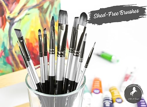 ADIS&Guys 10-Piece Professional Face & Body Painting Brush Set – Ideal for Acrylic, Oil & Watercolors, Perfect for Artists & Kids - color: Black
