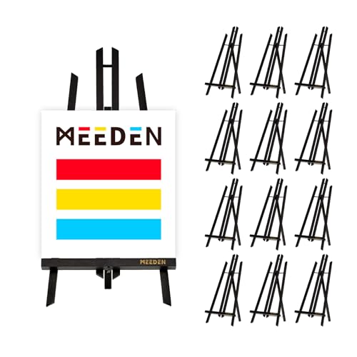 MEEDEN Tabletop Easel Stand for Display: 20" x 12 Pack Pine Wood Easel | Black Mini Table Top Wooden Easels for Painting Picture Party Classroom - color: Black, size: 20in-12pcs