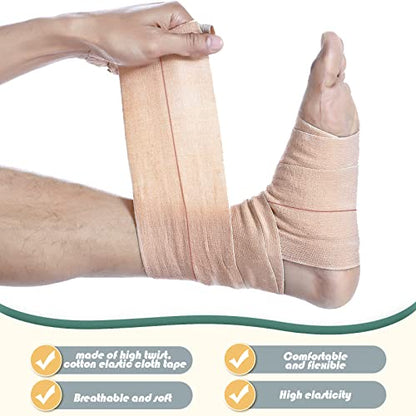 BBTO 4 Rolls Elastic Adhesive Tape Bandage, 5 Yard, 2 Inch | Elastic Tape Self Adhesive Bandage Wrap, Flexible Stretch Bandages for Sports Ankle, Knee and Wrist Sprains Animal Pets - size: 2 Inch in Width