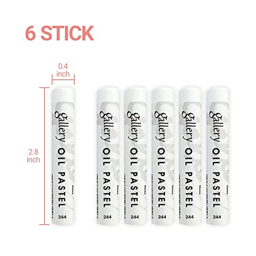 HA SHI Artists' Oil Pastels, White, 6 Sticks, Creamy & Blendable | Layer over darker shades to lift tones, add catchlights and soft mist effects, or fill light areas on toned or black paper. - color: Oil Pastels White-6sticks