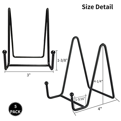 IBosins 5-Pack 4-Inch Plate Holder Display Stands Black Metal Frame Stand - color: Black, size: 4 Inch