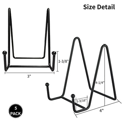 IBosins 5-Pack 4-Inch Plate Holder Display Stands Black Metal Frame Stand - color: Black, size: 4 Inch