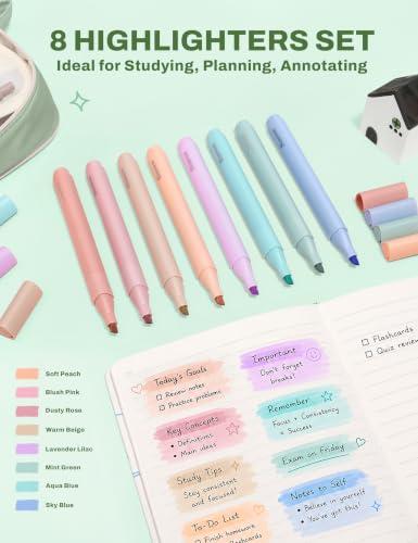 SUNEE Pencil Case with Supplies, 35PCS Aesthetic Stationery Set with Pastel Highlighters, Black Gel Pens, Mechanical Pencils & Refills, College School Supplies for Students Girls, Green - color: Green, style: 35 Pack