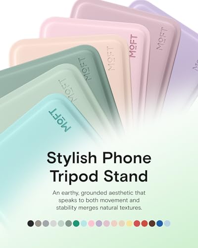 MOFT Phone Stand, Magnetic Phone Tripod Stand Stain-Resistant MOVAS Leather & Angle Adjustment & Strong Magnets Tripod for iPhone 17/16/15/14/13/12 (Included Metal Ring)-Aqua - color: Aqua, size: Without Card Slot