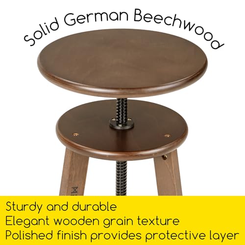 MEEDEN Walnut Drafting Stool with Solid Beech Wood, Height Adjustable Artist Studio Stool, Bar Stool, Office & Kitchen Stool, Perfect for Studio, Home Use, Bars | Up to 220 Lbs, German Beech Wood Drafting Chair, Perfect for Artists Studio, Home Use, Kitch