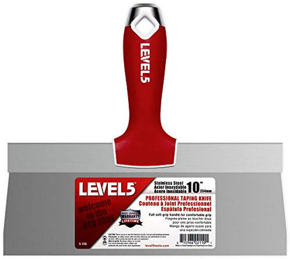 10" Soft-Grip Stainless Steel Taping Knife - LEVEL5 | Pro-Grade | Metal Hammer End | 5-136 - size: 10"