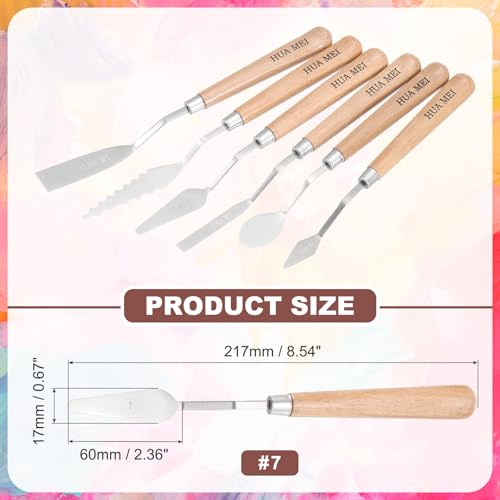 MECCANIXITY HM#7 Palette Knives 17mm Width Stainless Steel Spatula Painting Pallet Knife with Wood Handle for Oil Painting Acrylic Canvas Mixing Spreading - style: HM#7 + 17mm