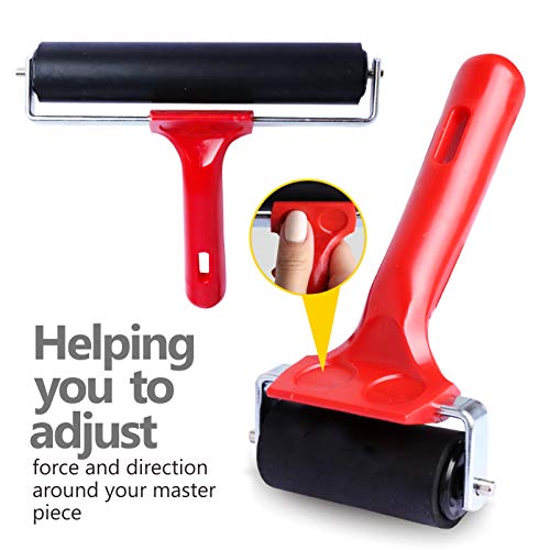 UCEC Brayer Roller, Durable Hard Rubber Roller Brayers, Brayer Rollers for Crafting, Glue Roller Paint Brushes for Printmaking Stamping Gluing (2.4”, 5.9”, 7.9”), 3 Pack | Brayer Rollers for Crafting, Glue Roller Paint Brushes for Printmaking Stamping Glu