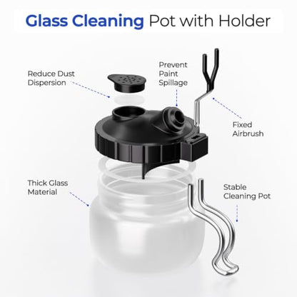 Nicpro Airbrush Cleaning Kit, 8 x 4 fl oz Airbrush Cleaner | with Glass Cleaning Pot, Easily Cleans Water-Based & Acrylic Paints for Airbrushes and Artistic Tools - size: 32 fl oz