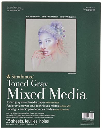 Strathmore Toned Mixed Media Paper Toned Grey 11"X14"-15 Sheets -62462311 - color: Toned Gray, size: 11 x 14 inches