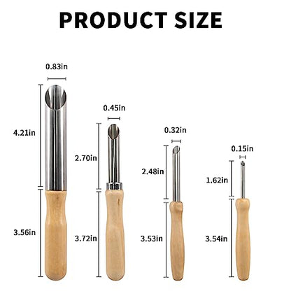 4 Pack Stainless Steel Circular Clay Hole Cutters, Wooden Handle Clay Tools for Drilling and Sculpture, Pottery Tools and Supplies