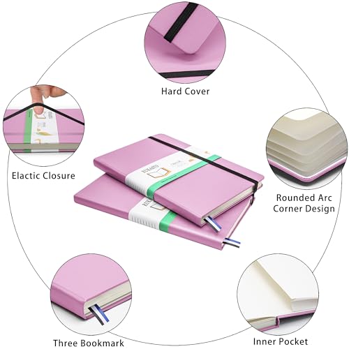 Hardcover Notebook Blank Journal Sketchbook for Drawing, Medium 5.5 by 8.4 Inch, 100 GSM Thick Paper (Pink, Plain) - color: Pink