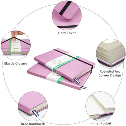 Hardcover Notebook Blank Journal Sketchbook for Drawing, Medium 5.5 by 8.4 Inch, 100 GSM Thick Paper (Pink, Plain) - color: Pink