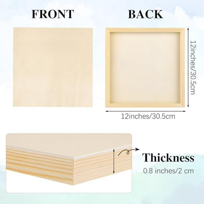 Aodaer 8 Pack Wood Panels 12 x 12 Inch Wooden Panels Canvas Unfinished Craft Wood Boards Panels for Art Crafts Acrylic and Oil Painting Pouring DIY Projects - size: 12 x 12 Inch