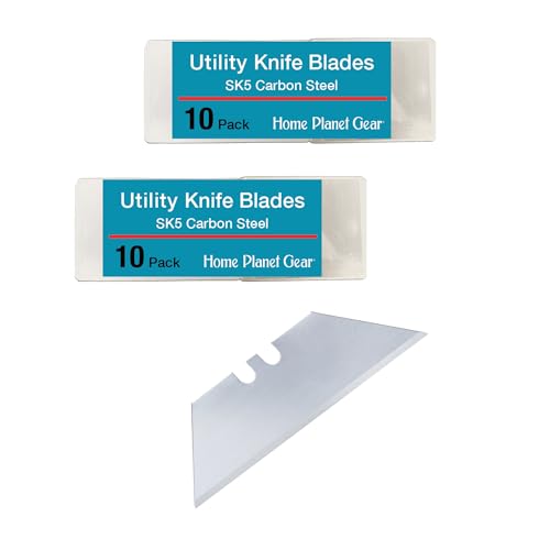 Utility Knife Blades Ten Packs - Box Cutter Blades Refills - Two 10 Packs Heavy Duty SK5 Steel Utility Razor Blade Replacement in Convenient Storage Box - Standard Size - Fits Most Cutters & Knives - color: Utility, size: 20 Blades