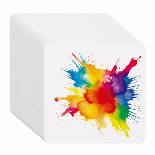 PATIKIL 100 Sheets Cotton Watercolor Paper 140lb/300 GSM Cold Press Water Coloring Paint Paper Round Corner for Art Painting Watercolor Drawing Artist, 4x4 Inch - size: 4x4 Inch