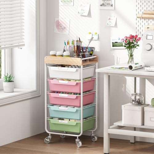 SYKIARIOL Utility Cart with Drawers,Craft Cart with 5 Drawers,Colorful - color: Colorful, size: 5-Drawer