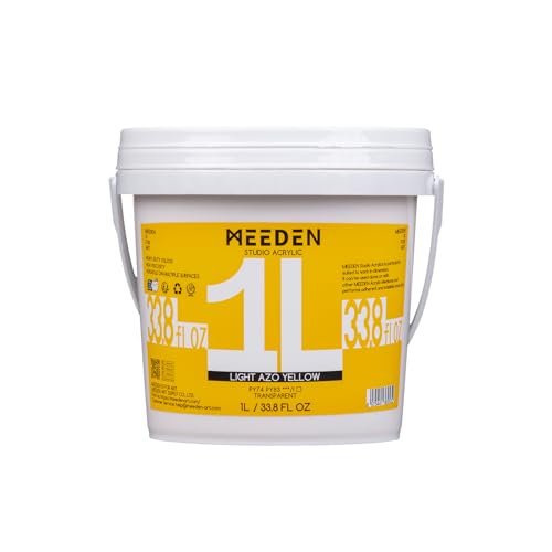 MEEDEN Light AZO Yellow Acrylic Paint: 1L /33.8oz Heavy Body Gloss Finish | Thick Art Paints Non-Toxic for Canvas Crafts - color: Light Azo Yellow - 1L
