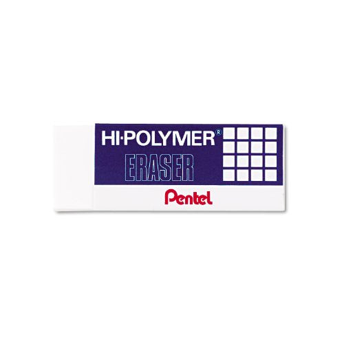 Pentel Hi-Polymer Block Eraser, Large, White, Pack of 3 (ZEH10BP3-K6) - size: 3 Pack