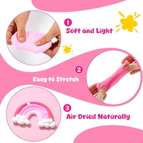 VioraWhite 72 Pcs 38oz Air Dry Clay Bulk Modeling Clay,Pink - color: Pink