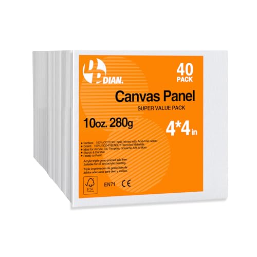 Canvas Boards for Painting 4x4 Inch, 40-Pack Bulk Canvas Value Pack - Art Supplies Blank Paint Canvas Panels for Acrylic, Oil, Watercolor, Tempera, Gouache - size: 4"x4"