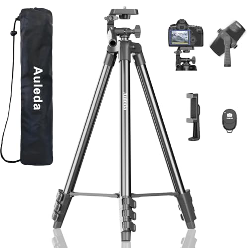 60″ Camera Tripod Lightweight Travel Stand for Canon Nikon Phone | with Wireless Remote Phone Holder and Bag Max Load 6.6 LB Black