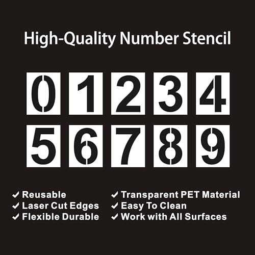 4 Inch Number Stencils Plastic Number Stencils Reusable Digital Painting Templates for Cake Stencil Address Templates - size: 4 Inch