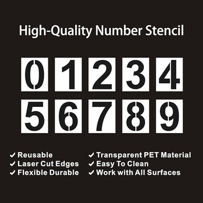 4 Inch Number Stencils Plastic Number Stencils Reusable Digital Painting Templates for Cake Stencil Address Templates - size: 4 Inch